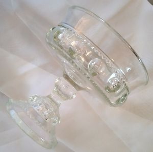 Tiffin Kings Crown Clear thumbprint Compote dish